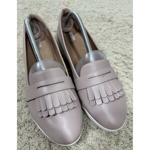 Fitflop Women's Vianne Fringe Slip On Comfort Loafer Blush Leather Size 11 Work